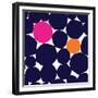 Seamless Repeating Pattern with Abstract Geometric Shapes in Navy Blue, Orange and Pink on White Ba-Iveta Angelova-Framed Premium Giclee Print