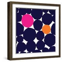 Seamless Repeating Pattern with Abstract Geometric Shapes in Navy Blue, Orange and Pink on White Ba-Iveta Angelova-Framed Art Print