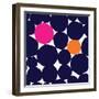 Seamless Repeating Pattern with Abstract Geometric Shapes in Navy Blue, Orange and Pink on White Ba-Iveta Angelova-Framed Art Print