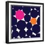 Seamless Repeating Pattern with Abstract Geometric Shapes in Navy Blue, Orange and Pink on White Ba-Iveta Angelova-Framed Art Print