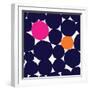 Seamless Repeating Pattern with Abstract Geometric Shapes in Navy Blue, Orange and Pink on White Ba-Iveta Angelova-Framed Art Print