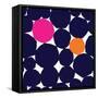 Seamless Repeating Pattern with Abstract Geometric Shapes in Navy Blue, Orange and Pink on White Ba-Iveta Angelova-Framed Stretched Canvas