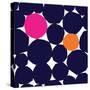 Seamless Repeating Pattern with Abstract Geometric Shapes in Navy Blue, Orange and Pink on White Ba-Iveta Angelova-Stretched Canvas