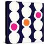 Seamless Repeating Pattern with Abstract Geometric Shapes in White, Pink and Orange on Navy Blue Ba-Iveta Angelova-Stretched Canvas