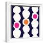 Seamless Repeating Pattern with Abstract Geometric Shapes in White, Pink and Orange on Navy Blue Ba-Iveta Angelova-Framed Art Print