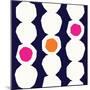Seamless Repeating Pattern with Abstract Geometric Shapes in White, Pink and Orange on Navy Blue Ba-Iveta Angelova-Mounted Art Print