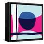 Seamless Repeating Pattern with Abstract Shapes in Light Blue, Navy Blue and White on Pink Backgrou-Iveta Angelova-Framed Stretched Canvas