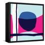 Seamless Repeating Pattern with Abstract Shapes in Light Blue, Navy Blue and White on Pink Backgrou-Iveta Angelova-Framed Stretched Canvas