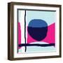 Seamless Repeating Pattern with Abstract Shapes in Light Blue, Navy Blue and White on Pink Backgrou-Iveta Angelova-Framed Art Print