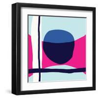 Seamless Repeating Pattern with Abstract Shapes in Light Blue, Navy Blue and White on Pink Backgrou-Iveta Angelova-Framed Art Print