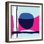 Seamless Repeating Pattern with Abstract Shapes in Light Blue, Navy Blue and White on Pink Backgrou-Iveta Angelova-Framed Art Print