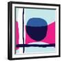 Seamless Repeating Pattern with Abstract Shapes in Light Blue, Navy Blue and White on Pink Backgrou-Iveta Angelova-Framed Art Print