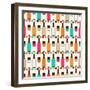 Seamless Retro Pattern With Bottles Of Wine And Glasses-incomible-Framed Art Print