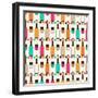 Seamless Retro Pattern With Bottles Of Wine And Glasses-incomible-Framed Art Print