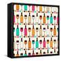 Seamless Retro Pattern With Bottles Of Wine And Glasses-incomible-Framed Stretched Canvas