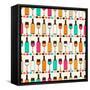 Seamless Retro Pattern With Bottles Of Wine And Glasses-incomible-Framed Stretched Canvas