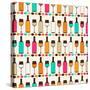 Seamless Retro Pattern With Bottles Of Wine And Glasses-incomible-Stretched Canvas