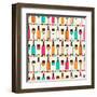 Seamless Retro Pattern With Bottles Of Wine And Glasses-incomible-Framed Art Print