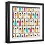 Seamless Retro Pattern With Bottles Of Wine And Glasses-incomible-Framed Art Print