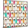 Seamless Retro Pattern With Bottles Of Wine And Glasses-incomible-Mounted Art Print