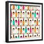 Seamless Retro Pattern With Bottles Of Wine And Glasses-incomible-Framed Premium Giclee Print