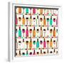 Seamless Retro Pattern With Bottles Of Wine And Glasses-incomible-Framed Premium Giclee Print