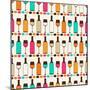 Seamless Retro Pattern With Bottles Of Wine And Glasses-incomible-Mounted Premium Giclee Print