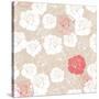 Seamless Retro Vector Floral Pattern with Classic White and Red Roses on Beige Background.-IngaLinder-Stretched Canvas