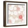 Seamless Retro Vector Floral Pattern with Classic White and Red Roses on Beige Background.-IngaLinder-Framed Art Print