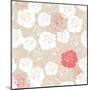 Seamless Retro Vector Floral Pattern with Classic White and Red Roses on Beige Background.-IngaLinder-Mounted Art Print