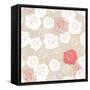 Seamless Retro Vector Floral Pattern with Classic White and Red Roses on Beige Background.-IngaLinder-Framed Stretched Canvas