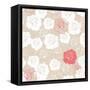 Seamless Retro Vector Floral Pattern with Classic White and Red Roses on Beige Background.-IngaLinder-Framed Stretched Canvas