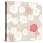Seamless Retro Vector Floral Pattern with Classic White and Red Roses on Beige Background.-IngaLinder-Stretched Canvas