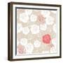 Seamless Retro Vector Floral Pattern with Classic White and Red Roses on Beige Background.-IngaLinder-Framed Art Print