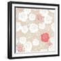 Seamless Retro Vector Floral Pattern with Classic White and Red Roses on Beige Background.-IngaLinder-Framed Art Print