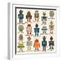 Seamless Robot Pattern,Cartoon Vector Illustration-pgmart-Framed Art Print