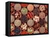 Seamless Texture of Spices on Black Background-Andrii Gorulko-Framed Stretched Canvas