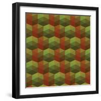 Seamless Texture of Triangles. Illusion Hexagon-Little_cuckoo-Framed Art Print