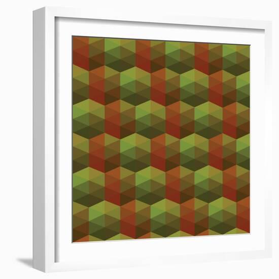 Seamless Texture of Triangles. Illusion Hexagon-Little_cuckoo-Framed Art Print