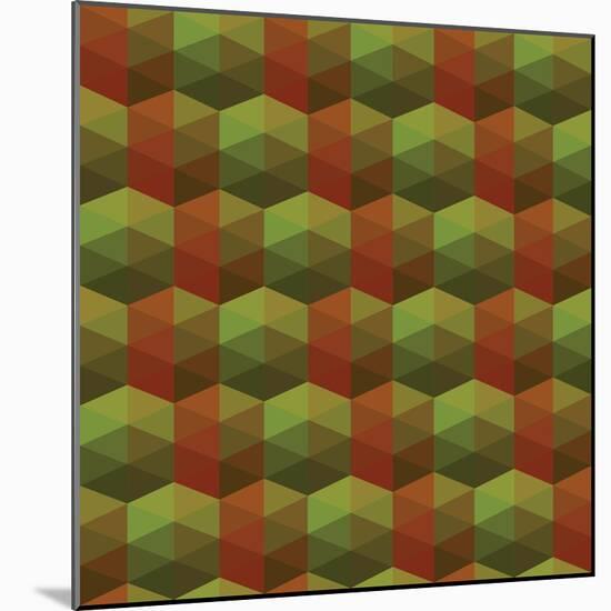 Seamless Texture of Triangles. Illusion Hexagon-Little_cuckoo-Mounted Art Print