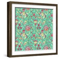 Seamless Texture with Flowers-Little_cuckoo-Framed Art Print