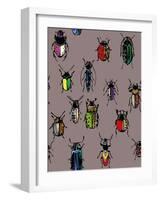 Seamless Texture with Funny Bugs, Painted by Hand of Different Patterns, Bright Colors-eva_mask-Framed Art Print