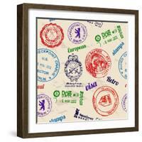 Seamless Texture With Real Stamps-yunna-Framed Art Print