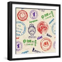 Seamless Texture With Real Stamps-yunna-Framed Art Print