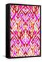 Seamless Tribal Pattern. Watercolor Ikat, Strong Red Palette, Beautiful Leaking Ornament.-Rosapompelmo-Framed Stretched Canvas