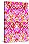 Seamless Tribal Pattern. Watercolor Ikat, Strong Red Palette, Beautiful Leaking Ornament.-Rosapompelmo-Stretched Canvas