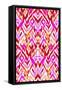 Seamless Tribal Pattern. Watercolor Ikat, Strong Red Palette, Beautiful Leaking Ornament.-Rosapompelmo-Framed Stretched Canvas