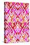 Seamless Tribal Pattern. Watercolor Ikat, Strong Red Palette, Beautiful Leaking Ornament.-Rosapompelmo-Stretched Canvas