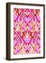 Seamless Tribal Pattern. Watercolor Ikat, Strong Red Palette, Beautiful Leaking Ornament.-Rosapompelmo-Framed Art Print