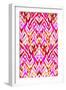 Seamless Tribal Pattern. Watercolor Ikat, Strong Red Palette, Beautiful Leaking Ornament.-Rosapompelmo-Framed Art Print